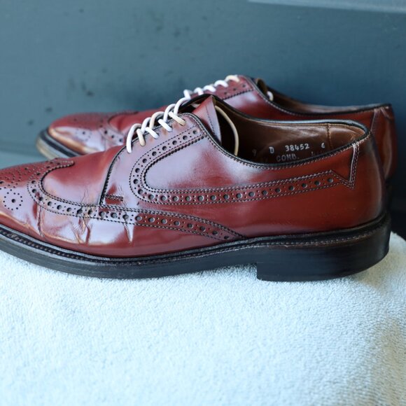 Allen Edmonds 9-D No-Model Mens Burgundy Wingtip Derby Dress Shoes - Picture 9 of 14
